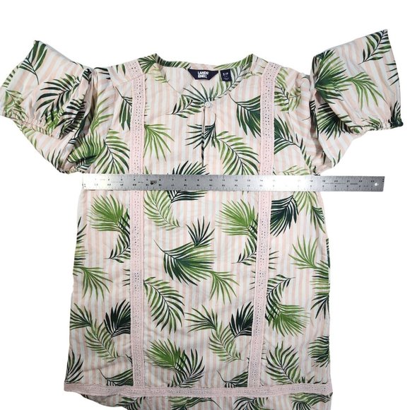 Lands' End Swimsuit Cover-up Dress Size S/P 6-8 Pink Green Palm Stripes Cotton - Picture 8 of 10